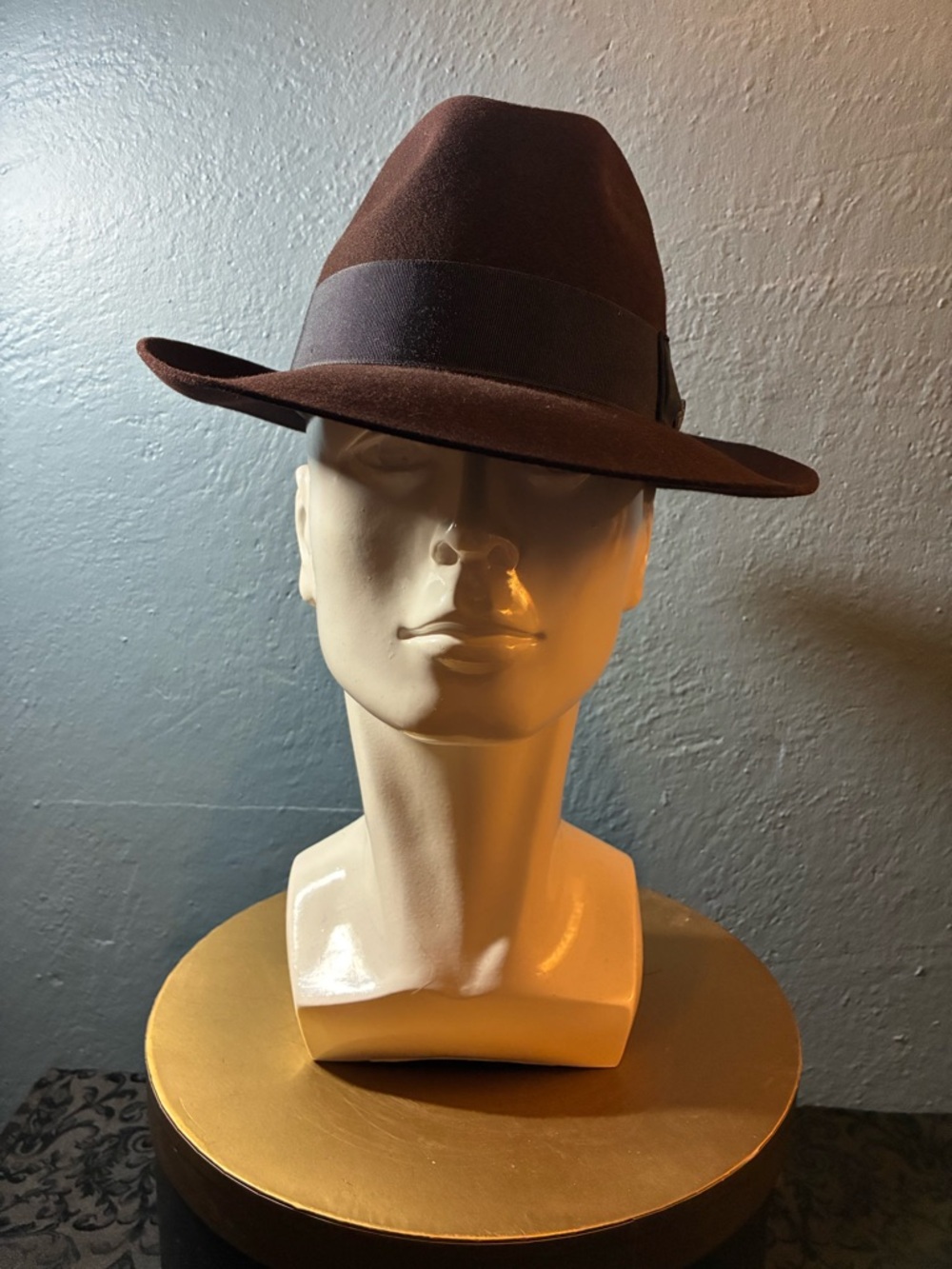 Goorin Bros Brown Wool Rabbit Fur Felt Fedora with Black Band Size Small